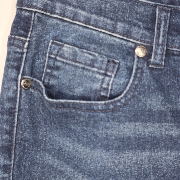 DG2 By Diane Gilman Y2K Women's Dark Wash Crop Ruffle Hem Denim Jeans Size 2 - Picture 4 of 9